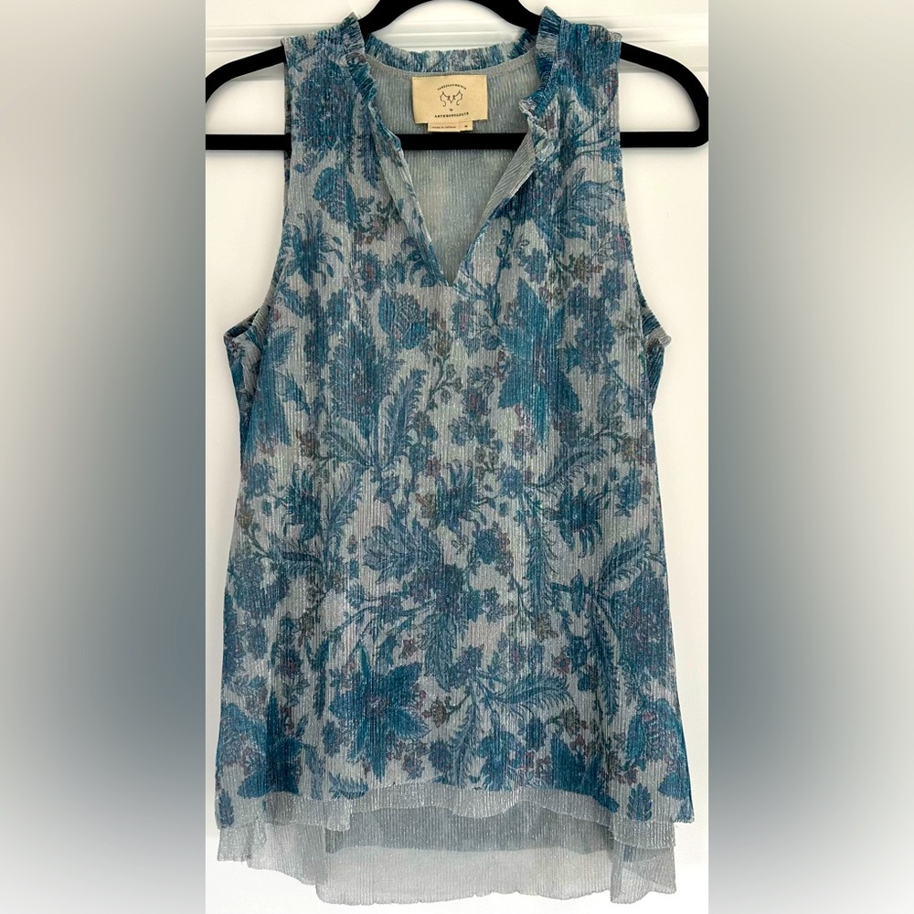 ANTHROPOLOGIE Vanessa Virginia Metallic Floral Sparkle Top
